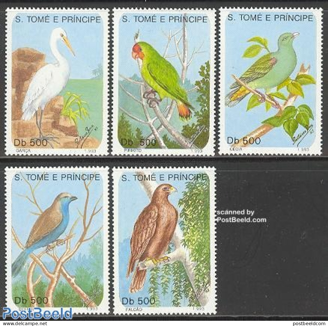 Sao Tome/Principe 1993 Birds 5v, Mint NH, Nature - Birds - Parrots - Sao Tome En Principe