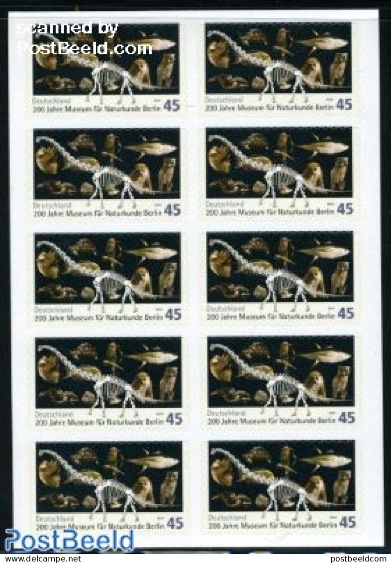 Germany, Federal Republic 2010 Museum Of Natural History Foil Booklet, Mint NH, Nature - Birds - Fish - Monkeys - Owls.. - Unused Stamps