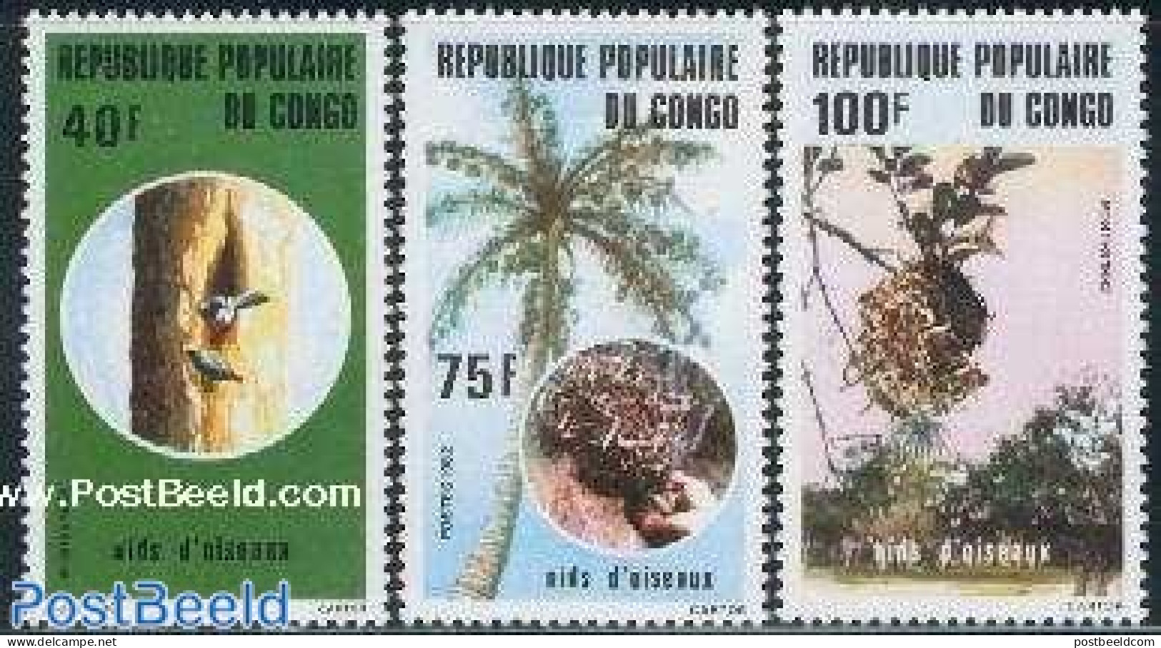 Congo Republic 1982 Bird Nests 3v, Mint NH, Nature - Birds - Other & Unclassified