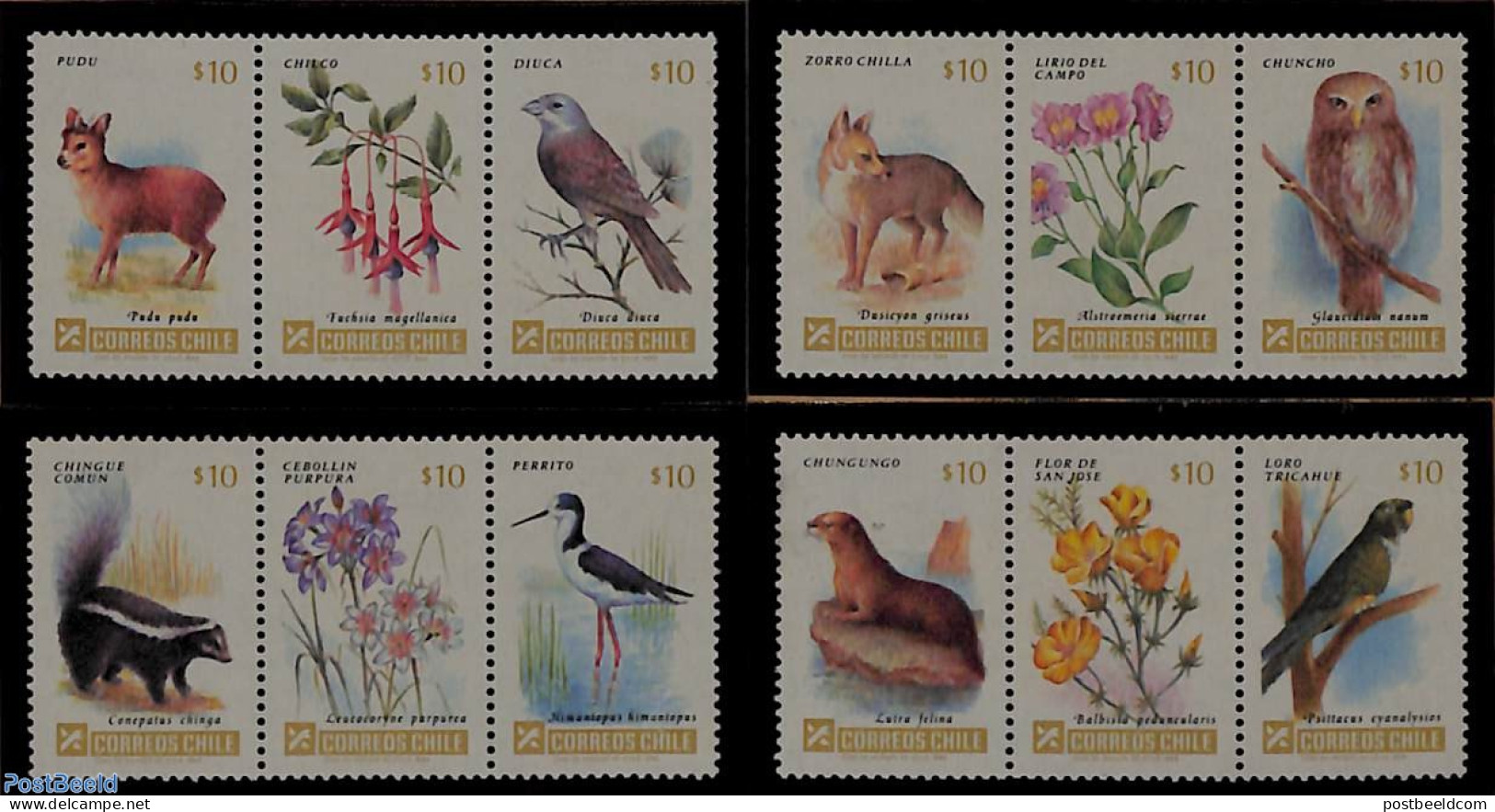 Chile 1985 DEFINITIVES 12V, Mint NH, Nature - Animals (others & Mixed) - Birds - Flowers & Plants - Owls - Chili
