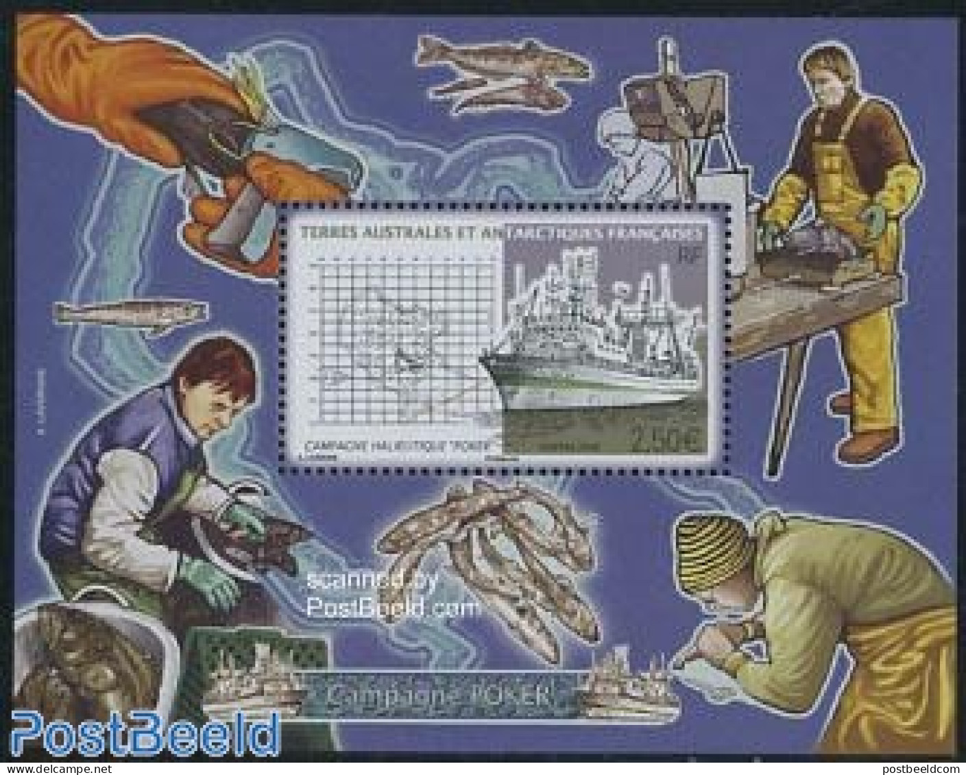 French Antarctic Territory 2008 Campagne Poker S/s, Mint NH, Nature - Transport - Various - Fish - Fishing - Ships And.. - Nuovi