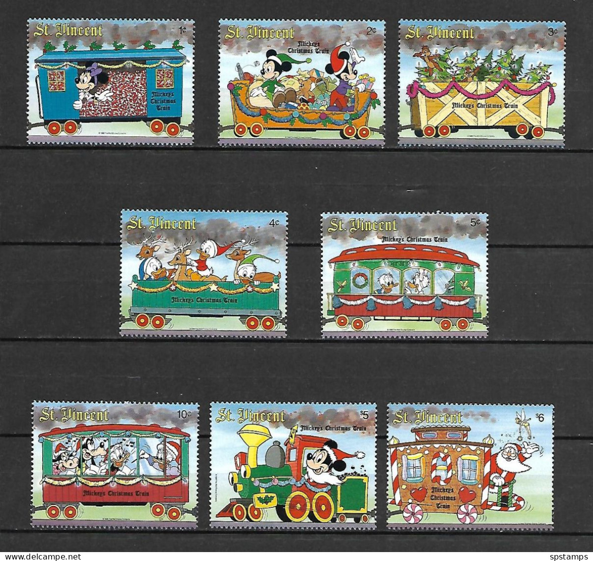 Disney Set St Vincent 1998 Mickey's Christmas Train MNH - Disney