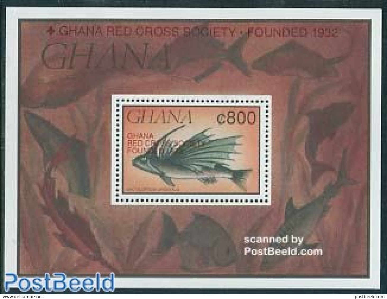 Ghana 1993 Red Cross S/s, Mint NH, Health - Nature - Red Cross - Fish - Red Cross