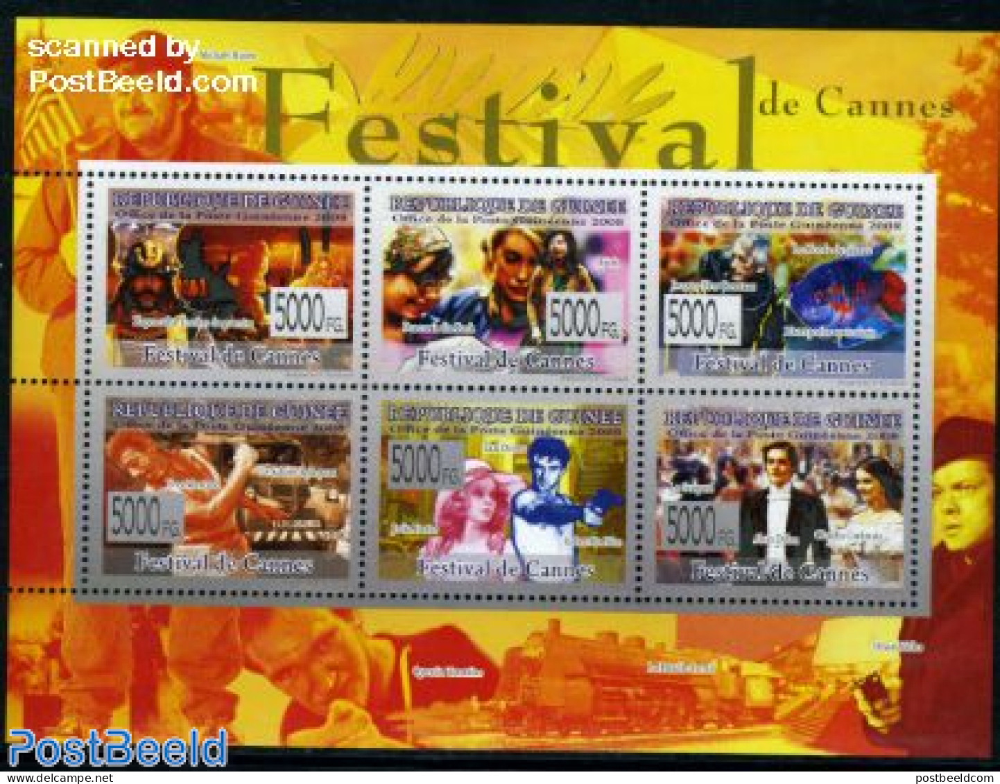 Guinea, Republic 2008 Festival De Cannes 6v M/s, Mint NH, Nature - Performance Art - Transport - Fish - Film - Movie S.. - Poissons