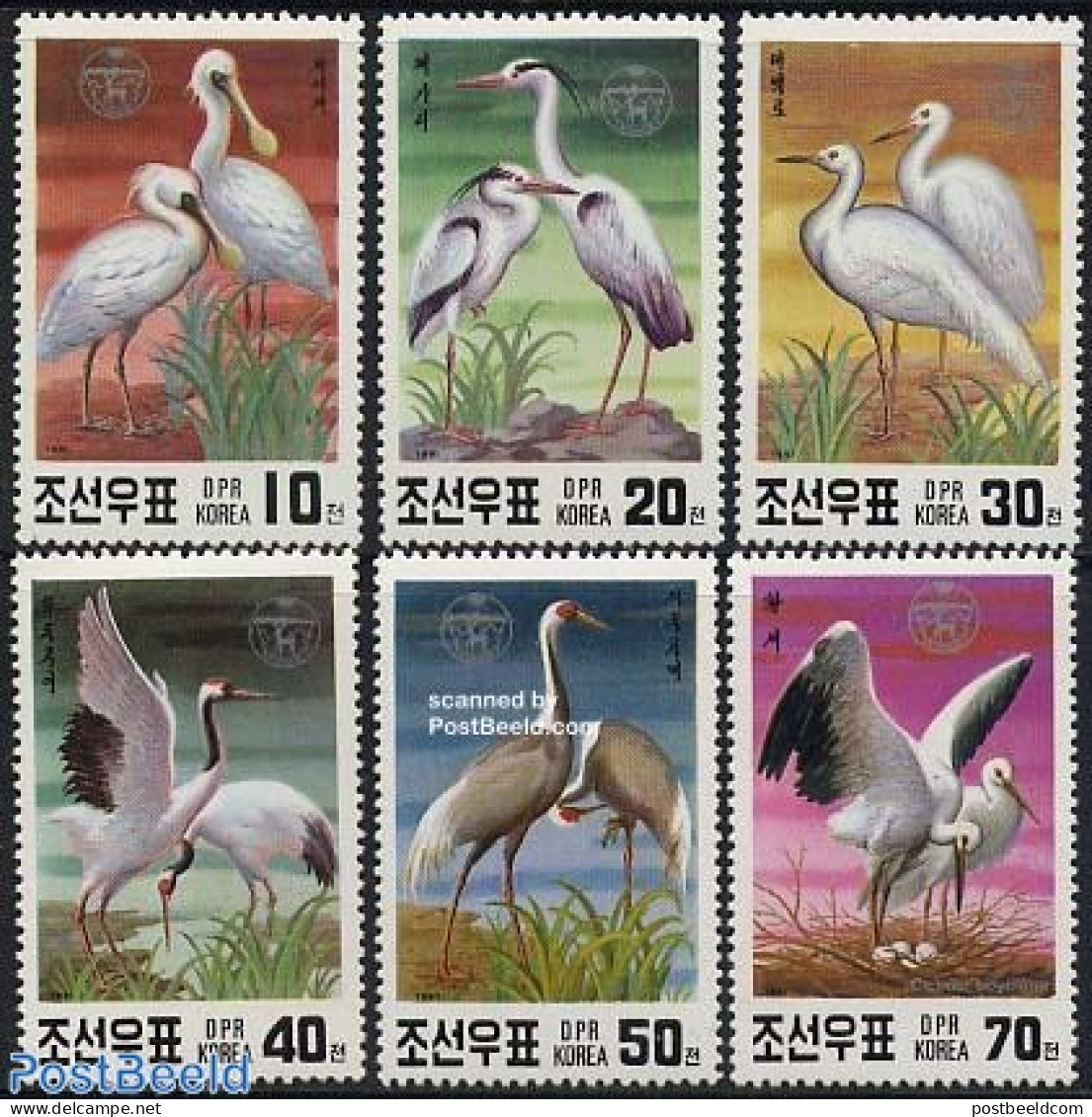 Korea, North 1991 Birds 6v, Mint NH, Nature - Birds - Storks - Korea, North