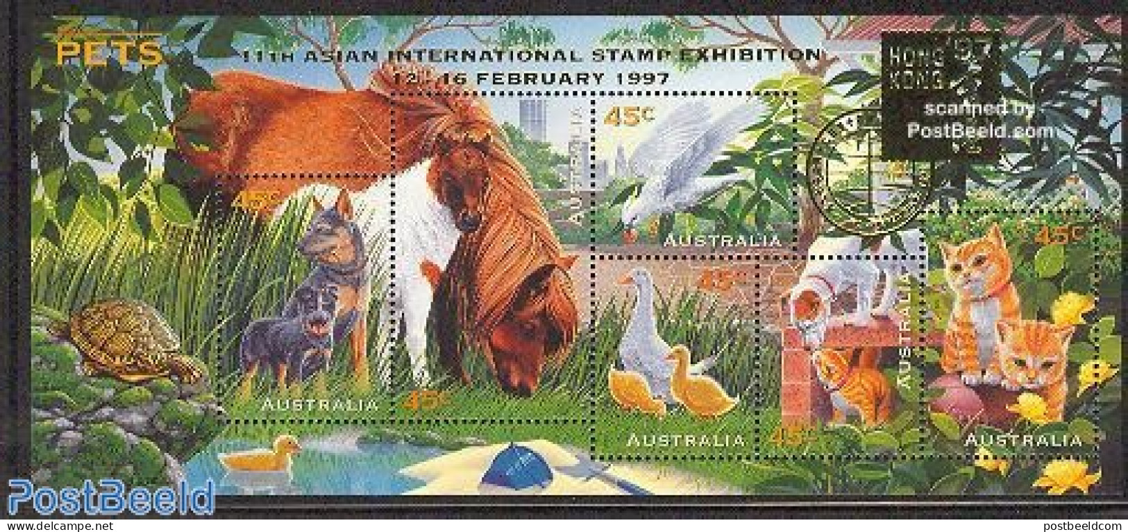 Australia 1996 Hong Kong 97 S/s, Mint NH, Nature - Animals (others & Mixed) - Birds - Cats - Dogs - Horses - Poultry -.. - Nuevos