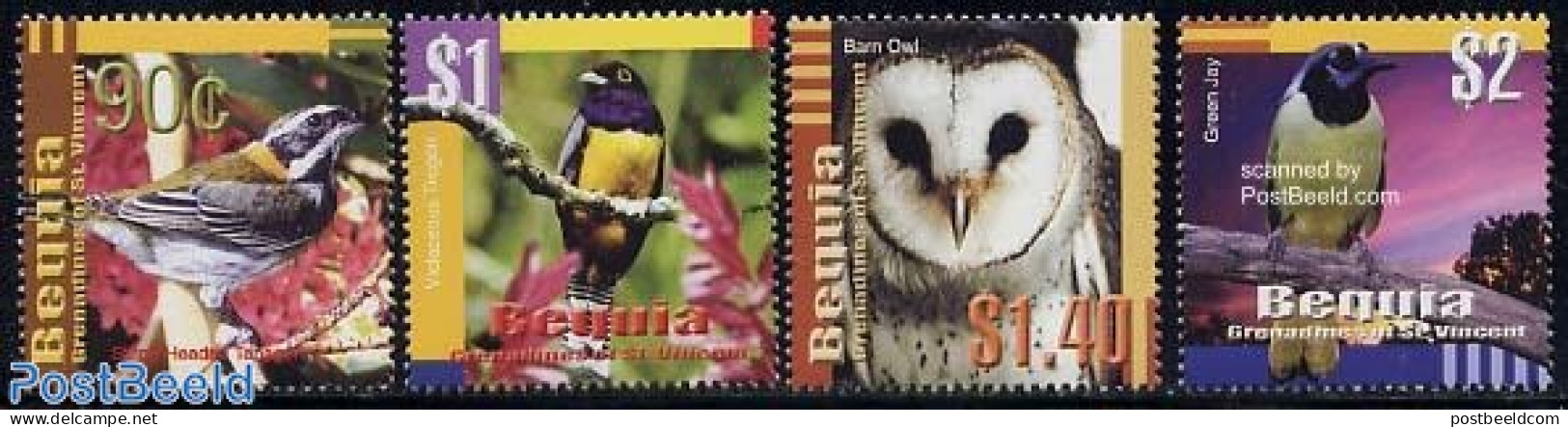 Saint Vincent & The Grenadines 2004 Bequia, Birds 4v, Mint NH, Nature - Birds - Owls - St.Vincent & Grenadines