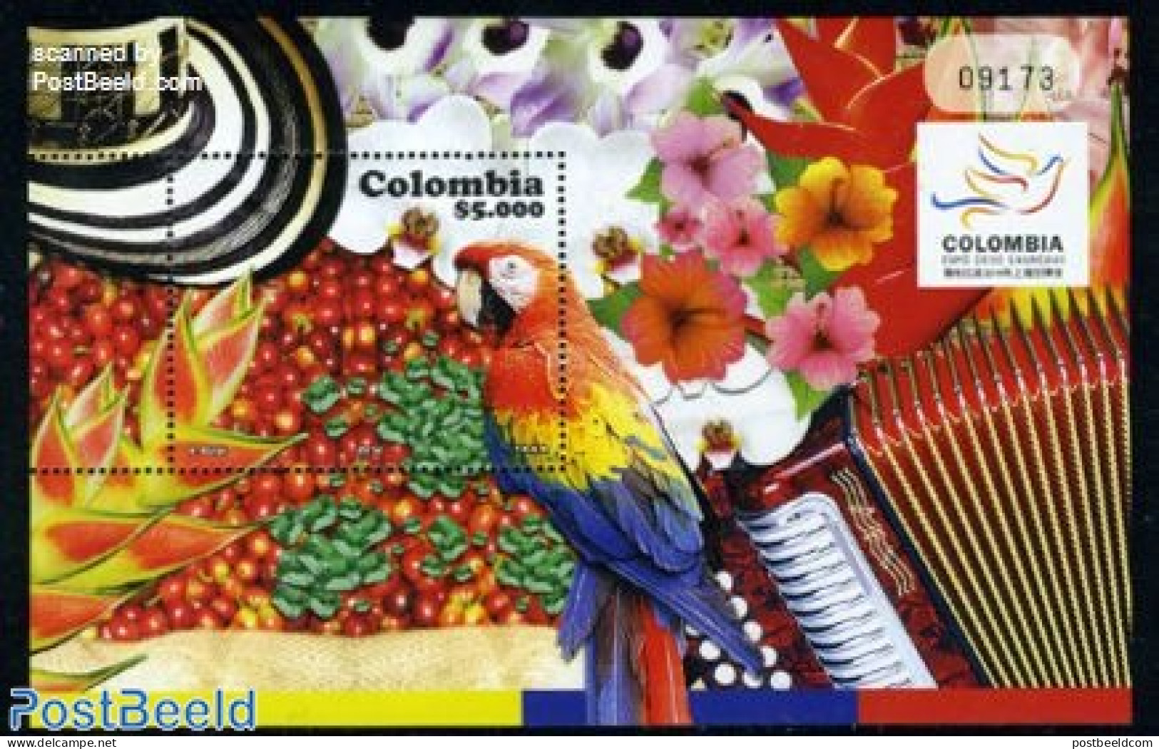 Colombia 2010 Expo Shanghai S/s, Mint NH, Nature - Various - Birds - Flowers & Plants - Parrots - Philately - World Ex.. - Colombia