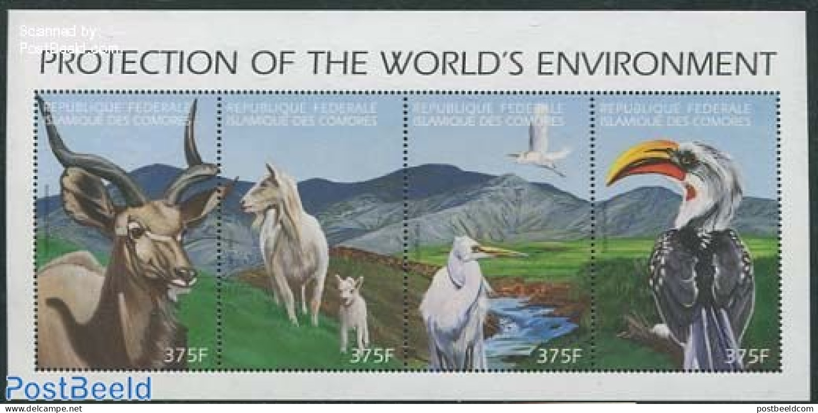 Comoros 1999 Environment 4v M/s, Mint NH, Nature - Animals (others & Mixed) - Birds - Storks - Isole Comore (1975-...)