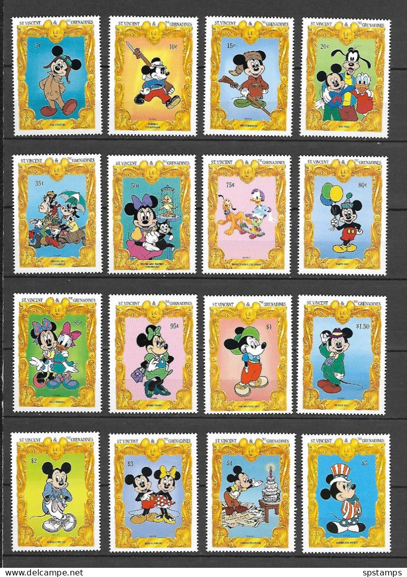 Disney Set St Vincent Gr 1994 65 Years Micky Mouse MNH - Disney