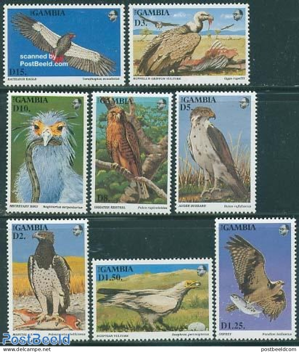 Gambia 1993 Birds Of Prey 8v, Mint NH, Nature - Birds - Birds Of Prey - Gambie (...-1964)