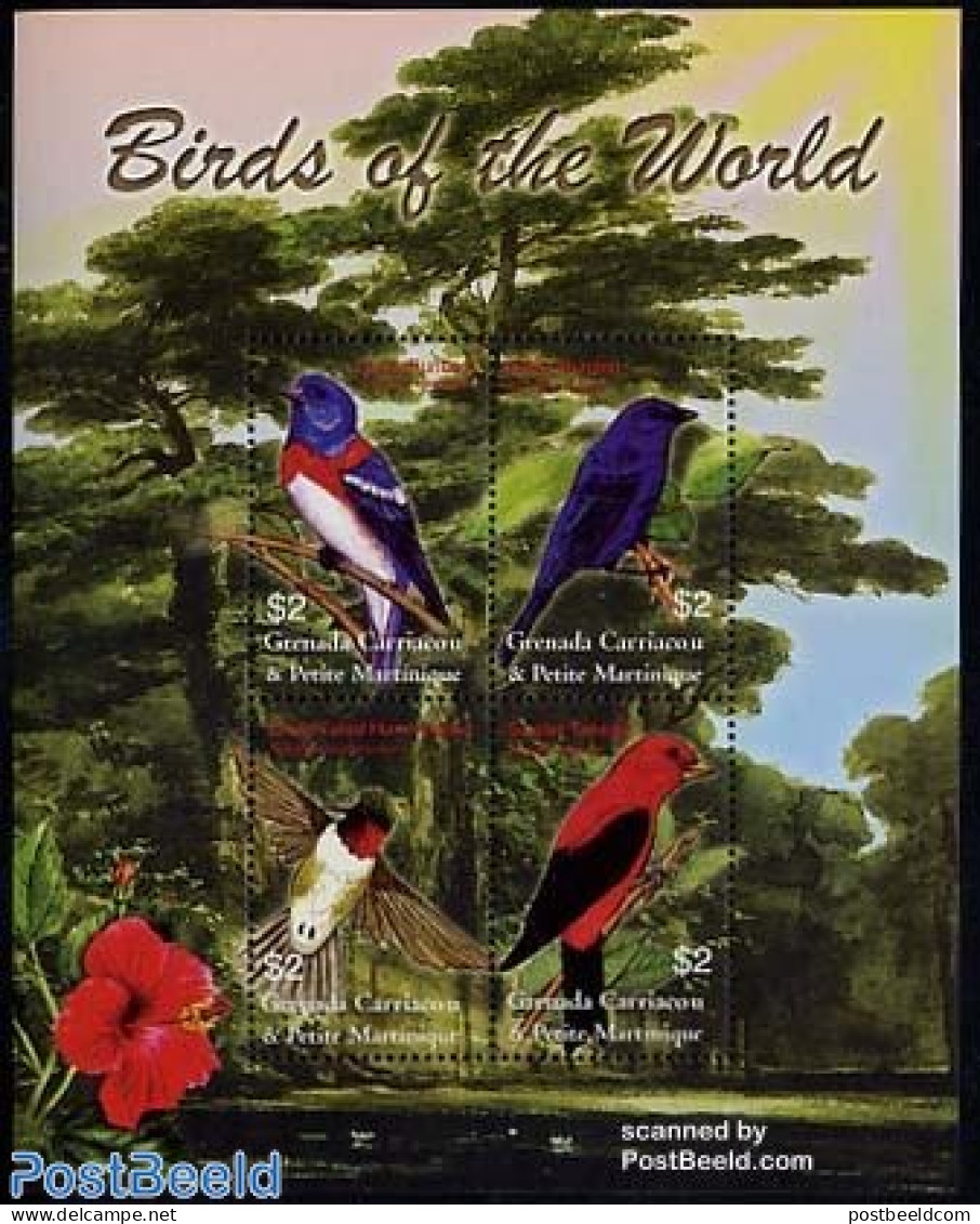 Grenada Grenadines 2003 Birds 4v M/s, Lazuli Bunting, Mint NH, Nature - Birds - Grenade (1974-...)