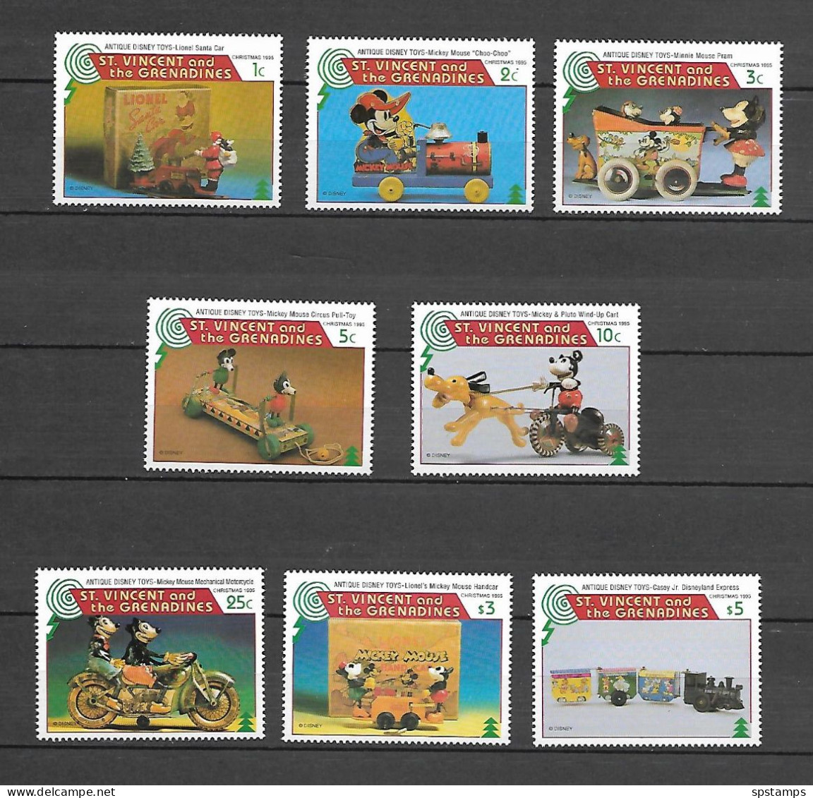 Disney Set St Vincent Gr 1995 Antique Toys MNH - Disney