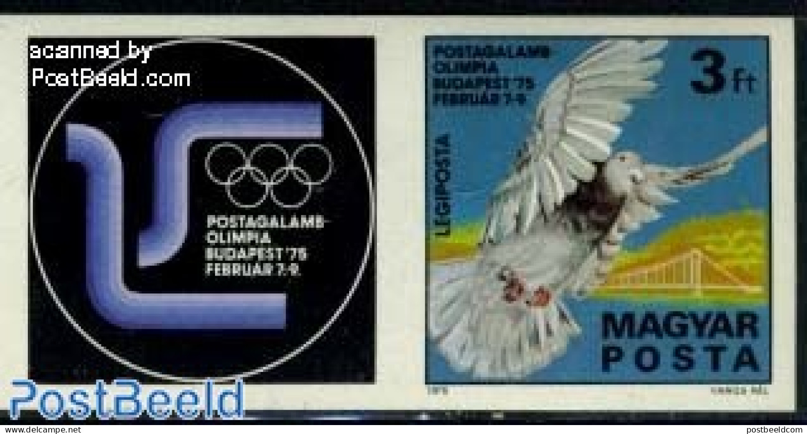 Hungary 1975 Pigeon Olympiade 1v Imperforated, Mint NH, Nature - Sport - Birds - Pigeons - Neufs