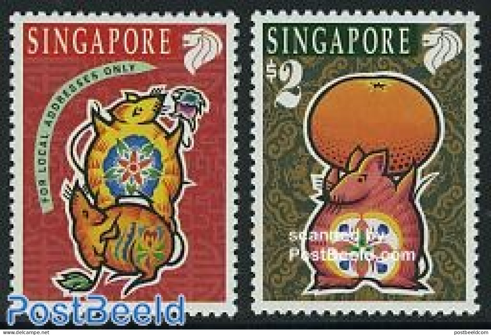 Singapore 1996 Year Of The Rat 2v, Mint NH, Various - New Year - Neujahr