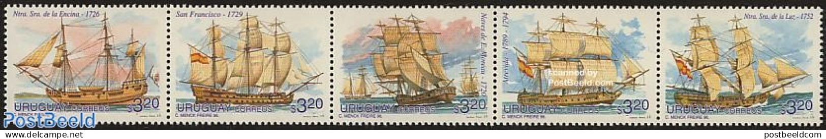 Uruguay 1996 Ships 5v [::::], Mint NH, Transport - Ships And Boats - Bateaux