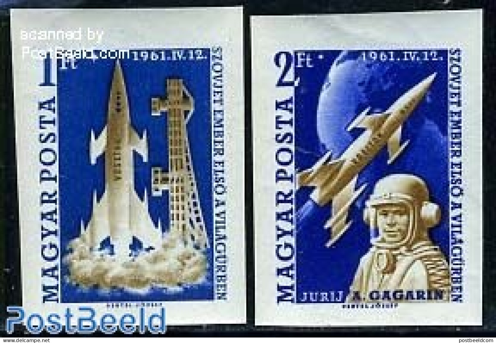 Hungary 1961 First Manned Space Flight 2v Imperforated, Mint NH, Transport - Space Exploration - Ongebruikt