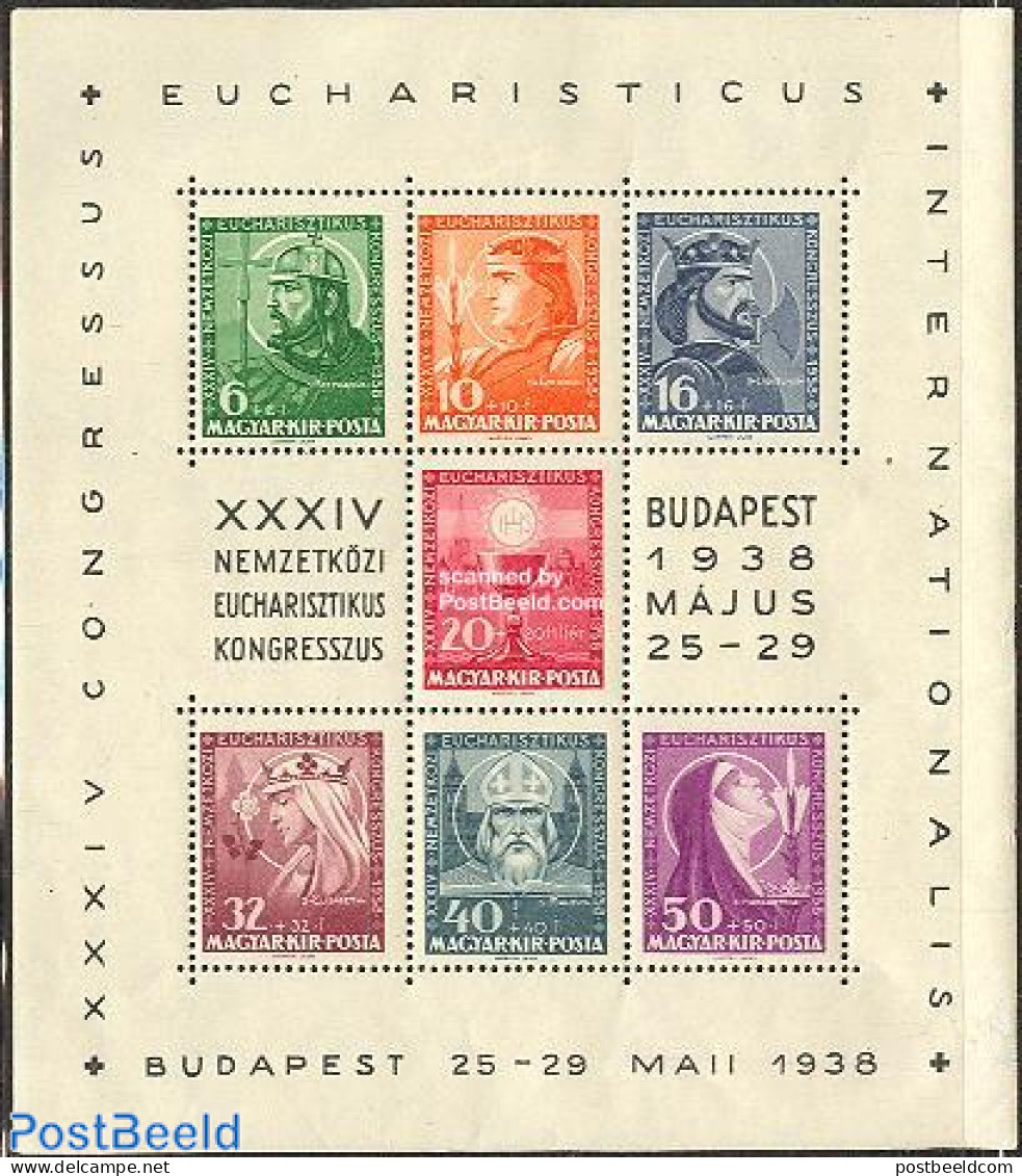 Hungary 1938 Eucharistic Congress S/s, Mint NH, Religion - Religion - Nuevos