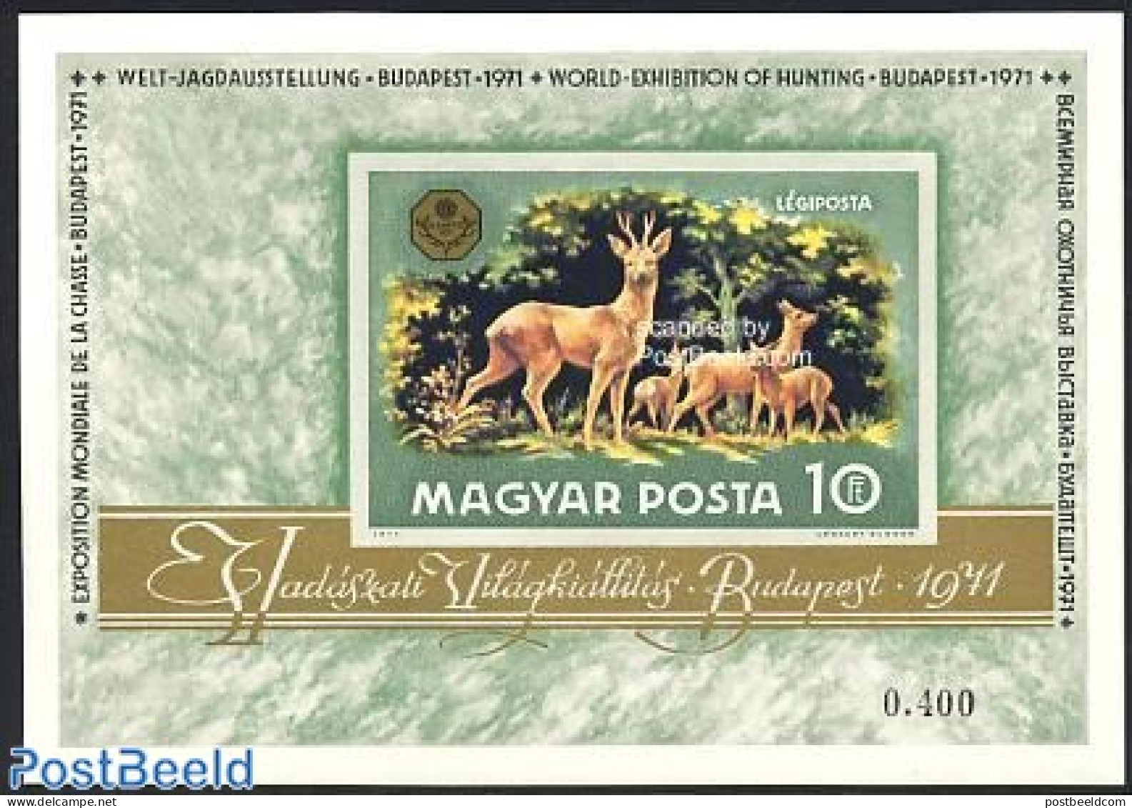 Hungary 1971 Hunting Exhibition S/s Imperforated, Mint NH, Nature - Animals (others & Mixed) - Deer - Flowers & Plants.. - Nuevos
