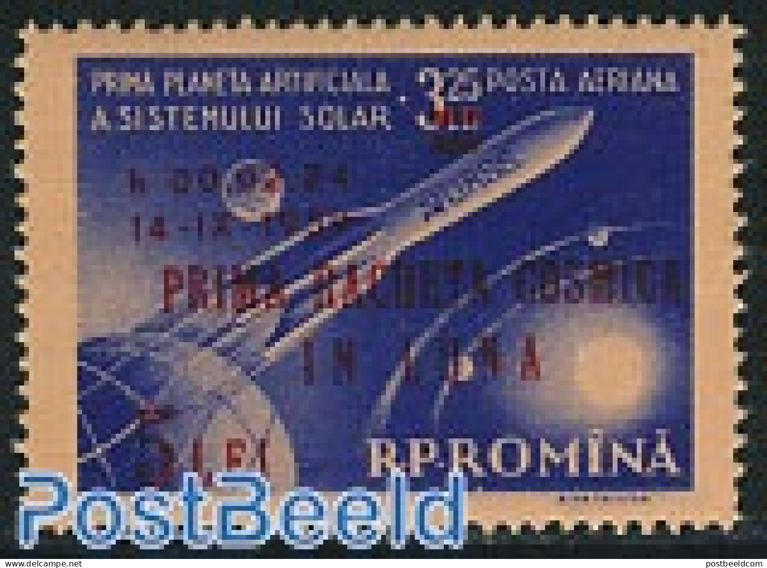 Romania 1959 Moonlanding Overprint 1v, Mint NH, Transport - Space Exploration - Unused Stamps