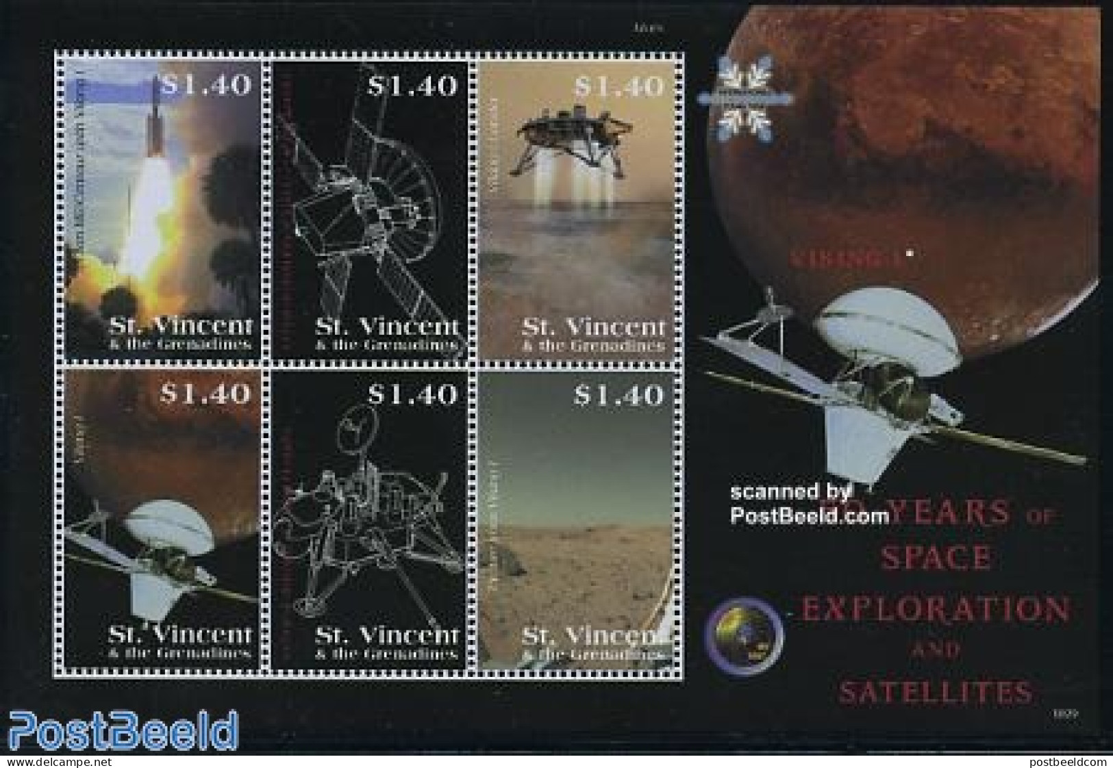 Saint Vincent 2008 Space Exploration & Satellites 6v M/s, Mint NH, Transport - Space Exploration - St.Vincent (1979-...)