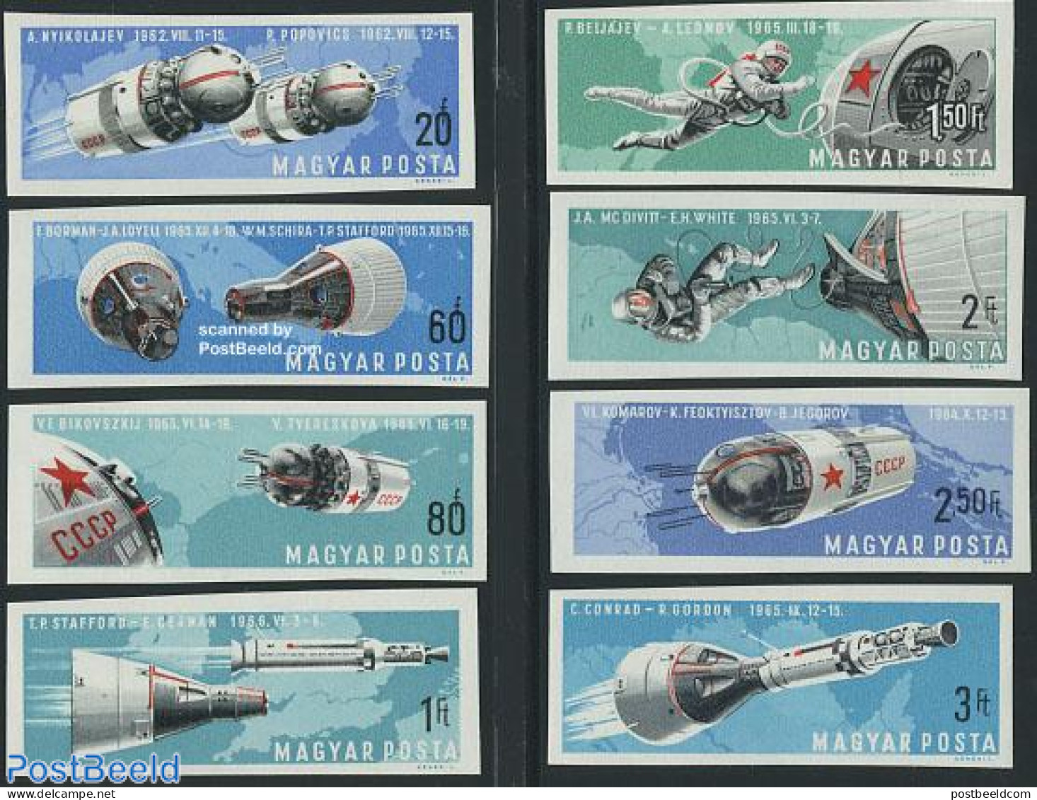 Hungary 1966 Space Flights 8v Imperforated, Mint NH, Transport - Space Exploration - Neufs
