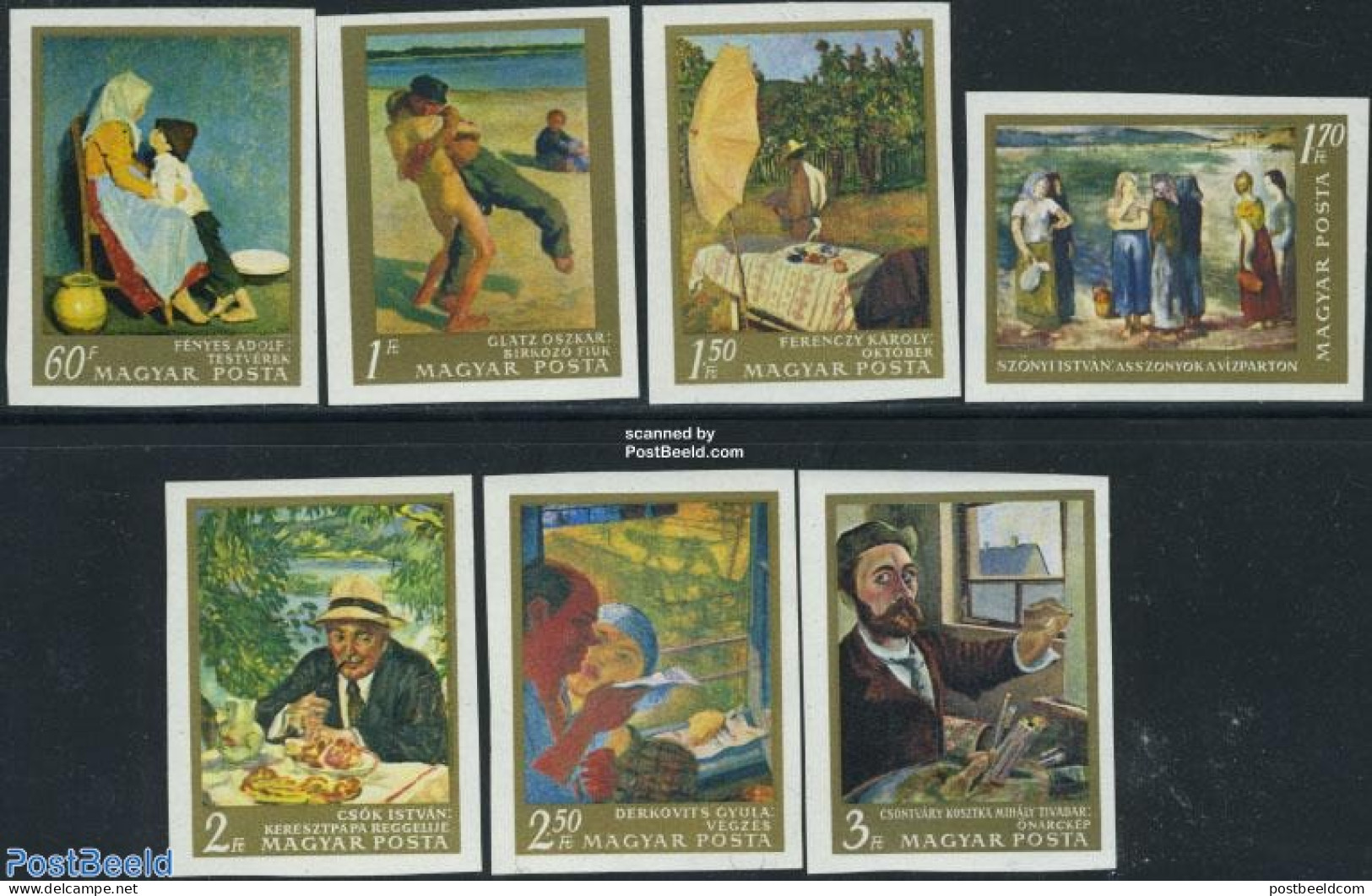 Hungary 1967 Paintings 7v Imperforated, Mint NH, Art - Paintings - Neufs