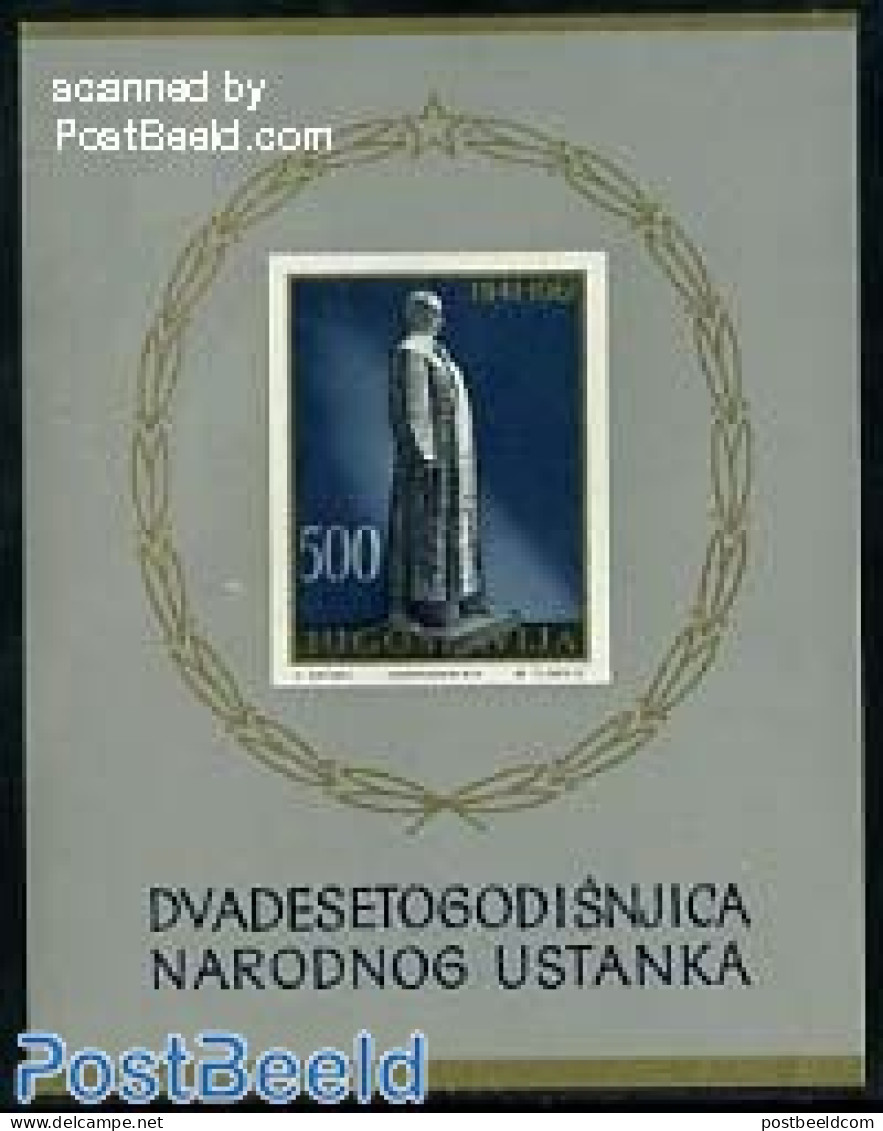 Yugoslavia 1961 National Uprising S/s, Mint NH, Art - Sculpture - Unused Stamps