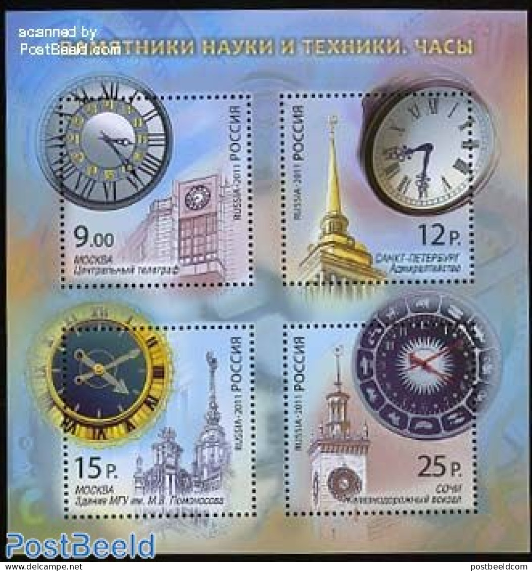 Russia 2011 Clocks 4v M/s, Mint NH, Art - Clocks - Uhrmacherei