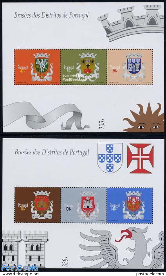 Portugal 1996 District Coat Of Arms 2 S/s, Mint NH, History - Coat Of Arms - Ungebraucht