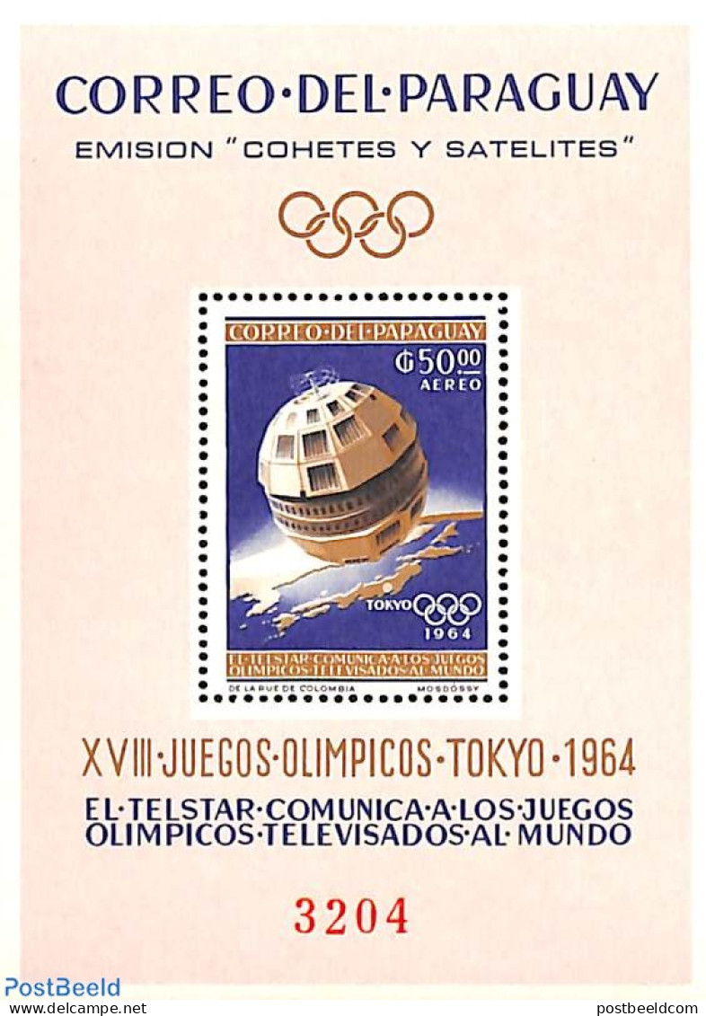Paraguay 1964 Space Exploration, Olympic Games S/s, Mint NH, Sport - Transport - Various - Olympic Games - Space Explo.. - Geografia