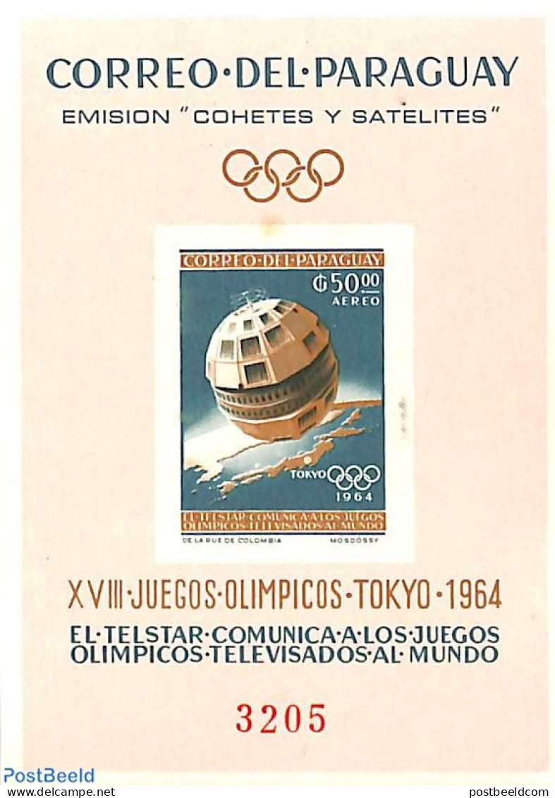 Paraguay 1964 Space Exploration, Olympic Games S/s Imperforated, Mint NH, Sport - Transport - Various - Olympic Games .. - Geografia