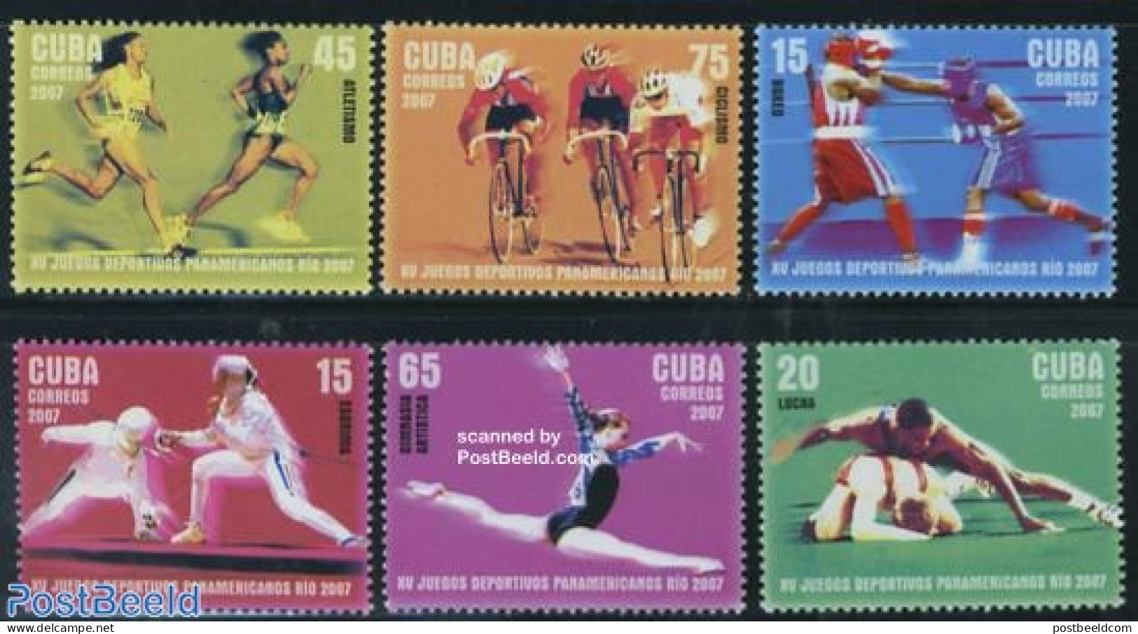 Cuba 2007 Panamerican Games 6v, Mint NH, Sport - Athletics - Boxing - Cycling - Fencing - Gymnastics - Sport (other An.. - Nuevos