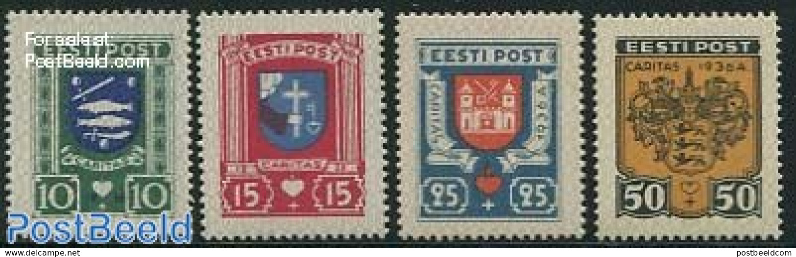 Estonia 1936 City Coat Of Arms 4v, Mint NH, History - Coat Of Arms - Estonia