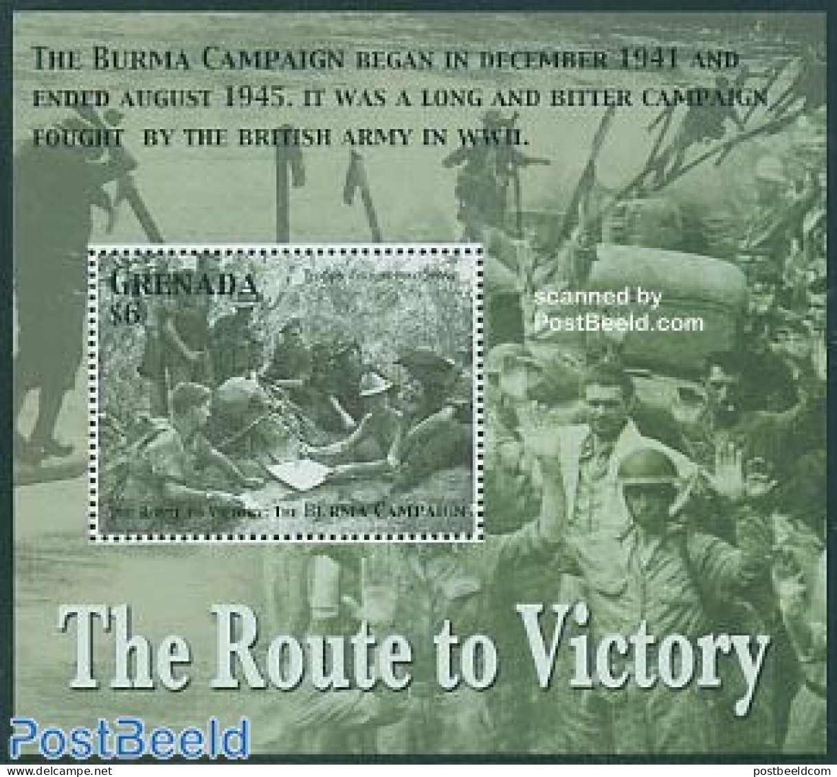 Grenada 2005 The Route To Victory S/s, Burma, Mint NH, History - Militarism - World War II - Militaria