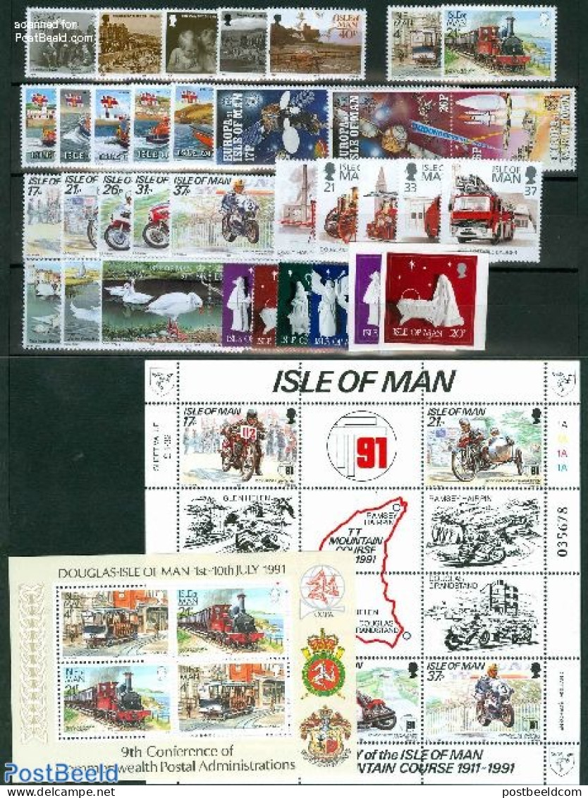 Isle Of Man 1991 Yearset 1991, Complete, 38v + 2s/s, Mint NH, Various - Yearsets (by Country) - Ohne Zuordnung