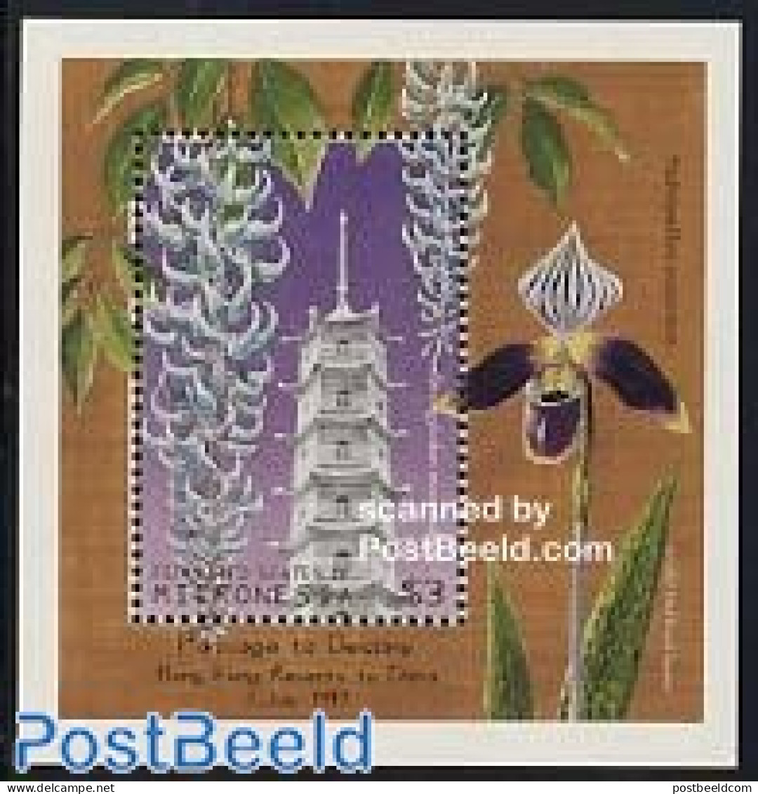 Micronesia 1997 Hong Kong To China S/s ($3), Mint NH, History - Nature - History - Flowers & Plants - Orchids - Micronésie