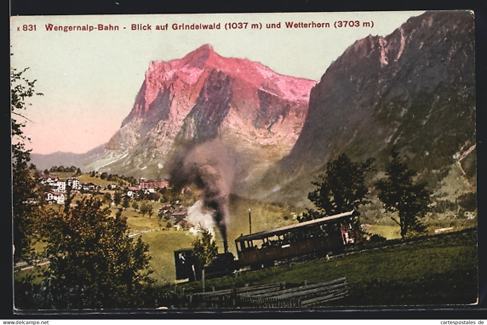 AK Wengernalp, Wengernalp-Bahn Mit Blick Auf Grindelwald Und Wetterhorn  - Otros & Sin Clasificación