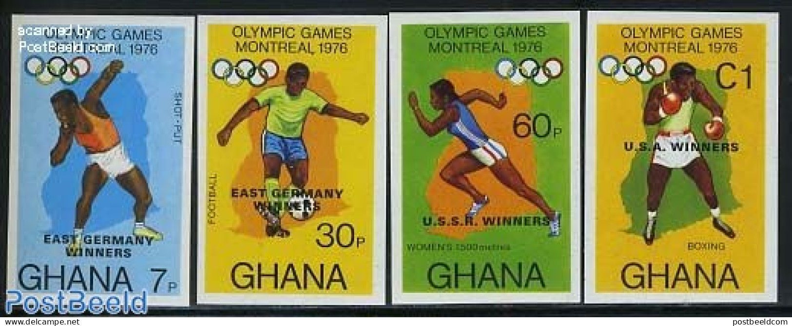 Ghana 1977 Olympic Winners 4v Imperforated, Mint NH, Sport - Athletics - Boxing - Football - Olympic Games - Atletiek