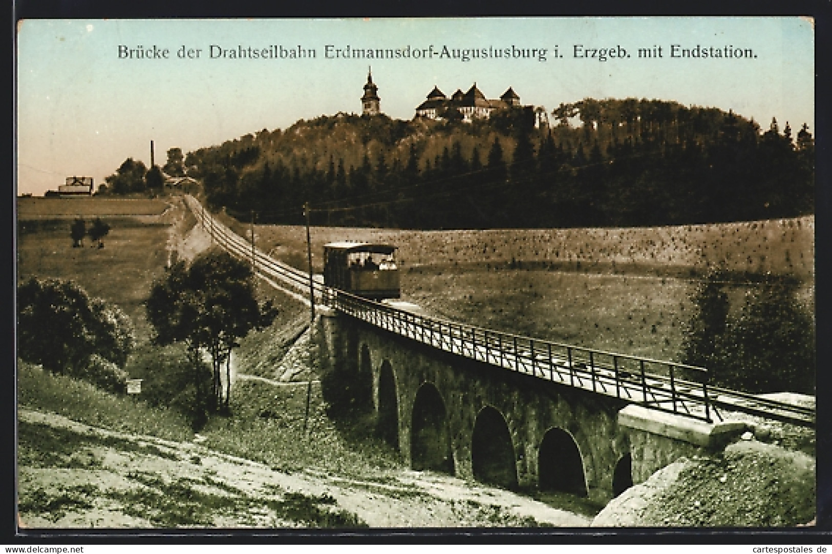 AK Erdmannsdorf-Augustusburg, Brücke Der Drahtseilbahn Mit Endstation  - Altri & Non Classificati