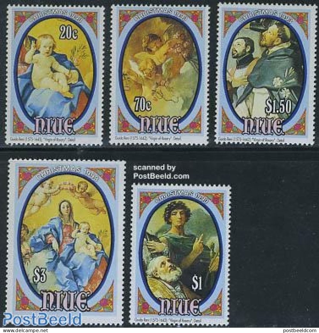 Niue 1993 Christmas 5v, Mint NH, Religion - Christmas - Art - Paintings - Weihnachten