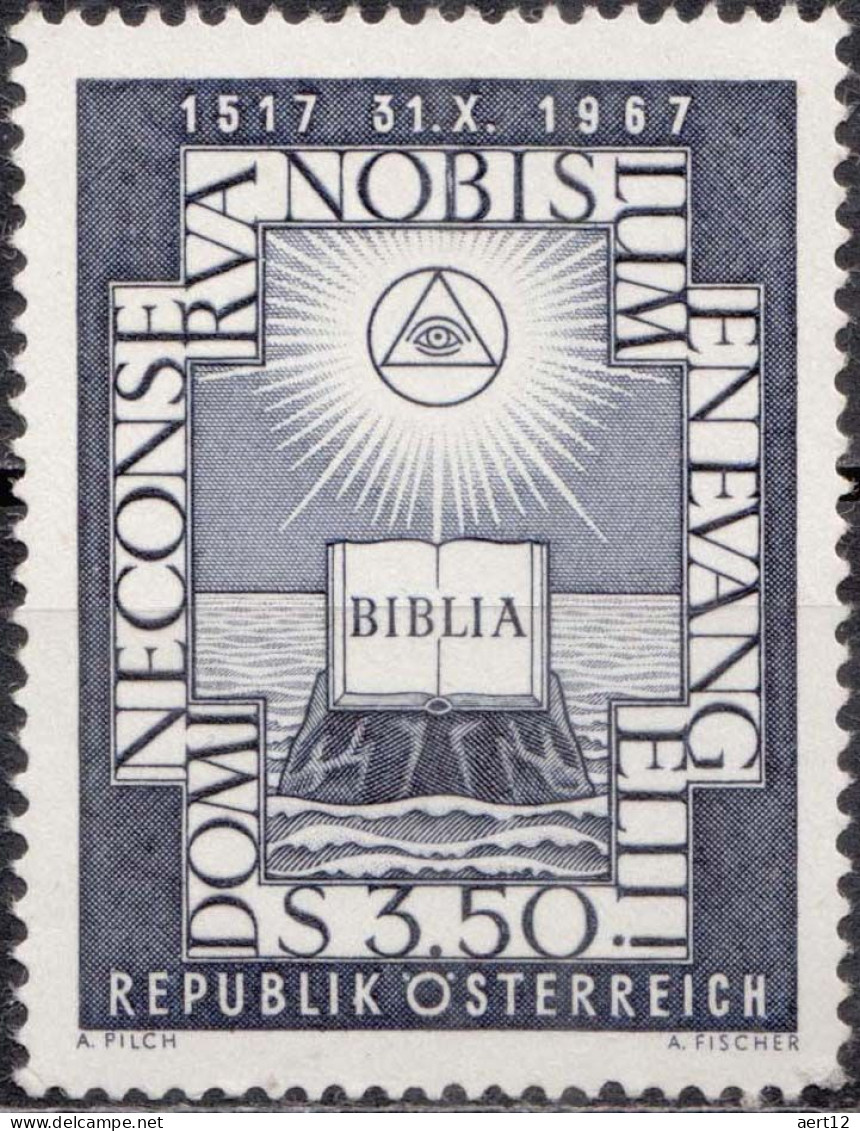 1967, Austria, Protestant Reformation, Anniversaries, Books, Coins, Religion, MNH(**), Mi: 1249 - Nuovi
