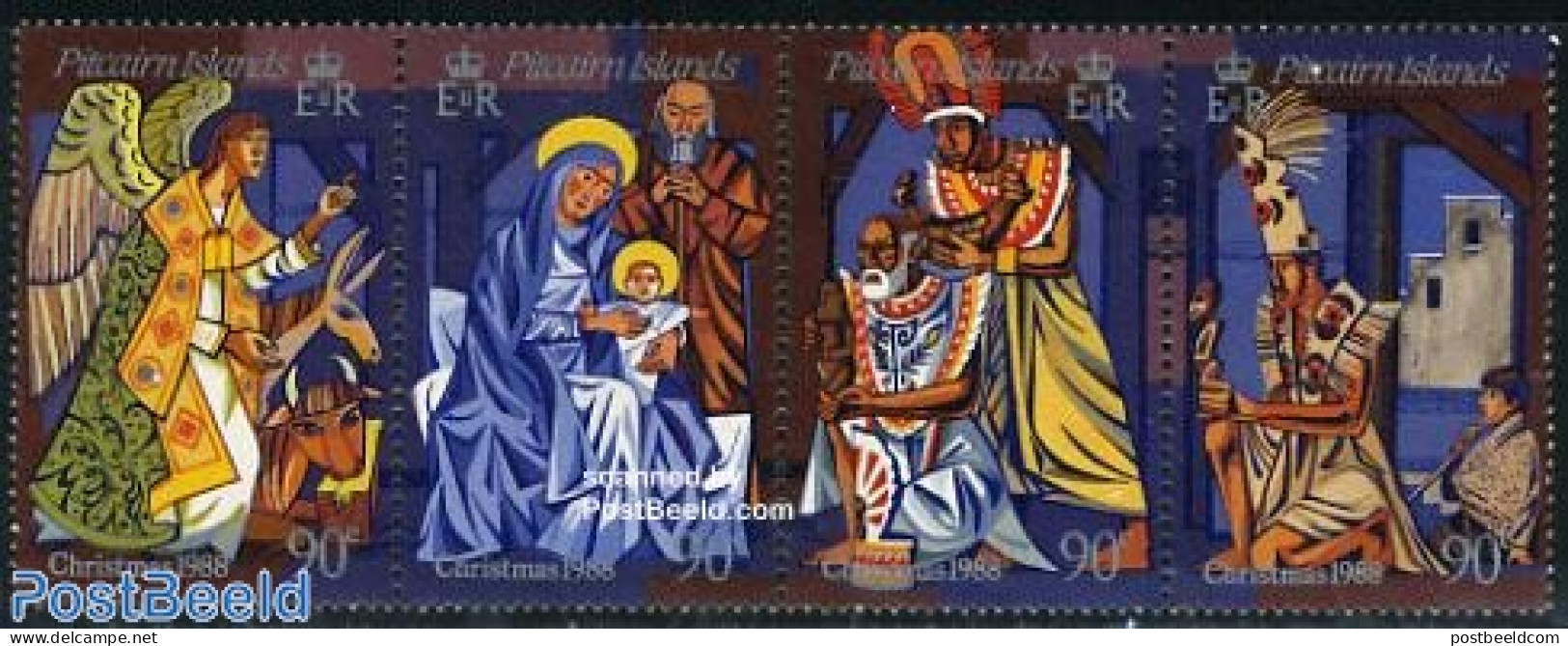 Pitcairn Islands 1988 Christmas 4v [:::], Mint NH, Religion - Angels - Christmas - Christianisme