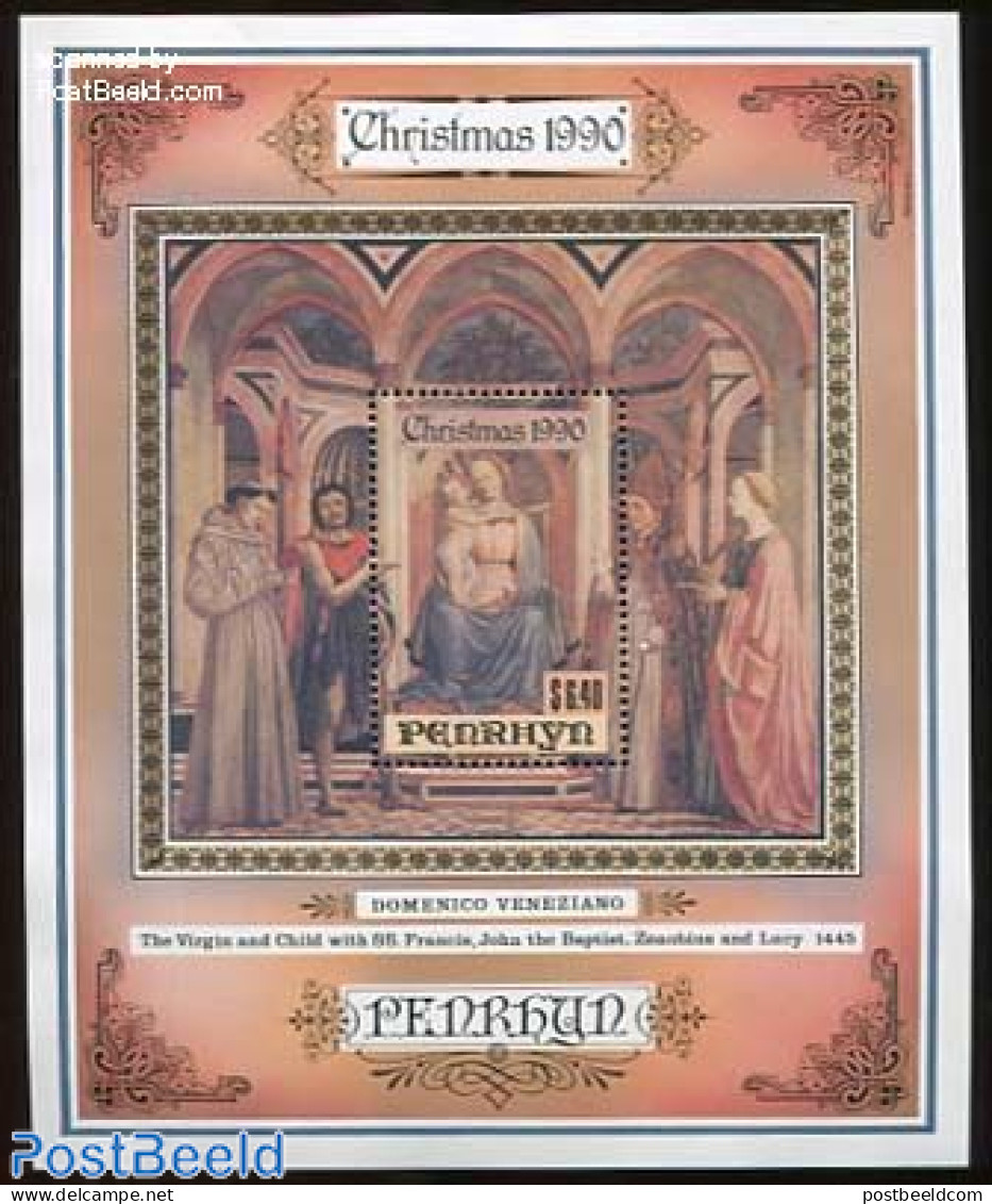 Penrhyn 1990 Christmas S/s, Mint NH, Religion - Christmas - Art - Paintings - Navidad