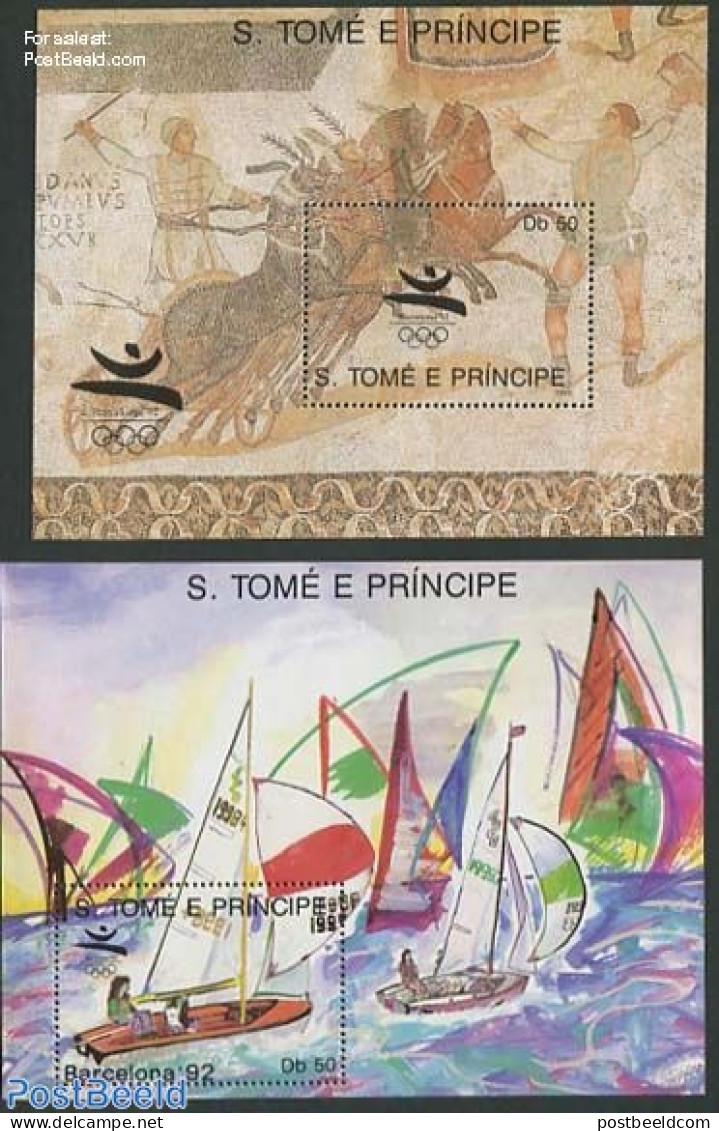 Sao Tome/Principe 1989 Olympic Games Barcelona 2 S/s, Mint NH, History - Sport - Olympic Games - Sailing - Voile