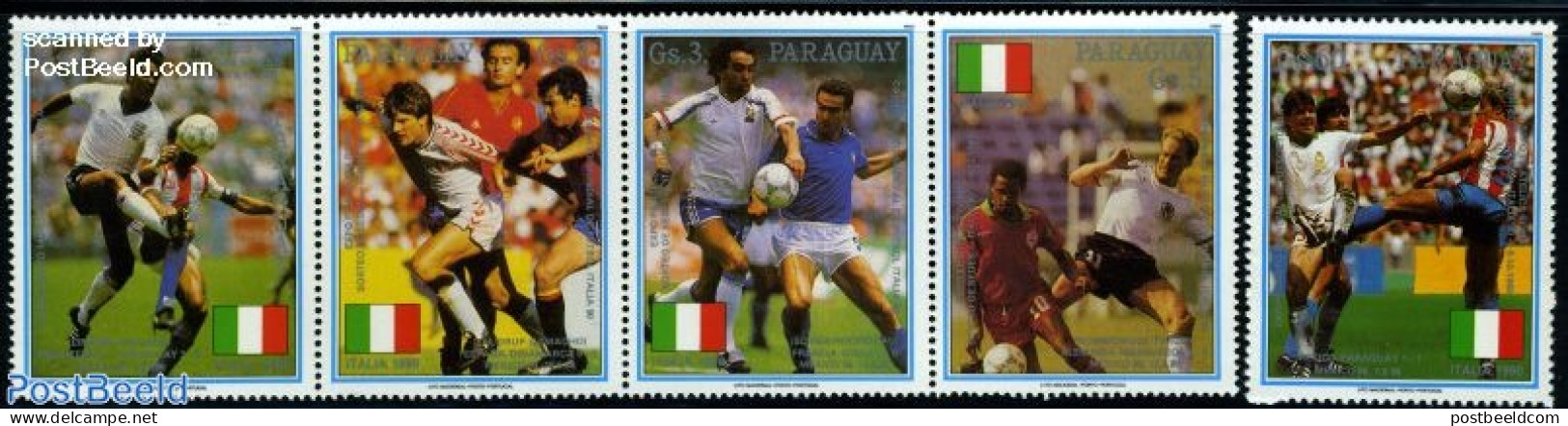 Paraguay 1989 World Cup Football 5v, Mint NH, Sport - Football - Paraguay