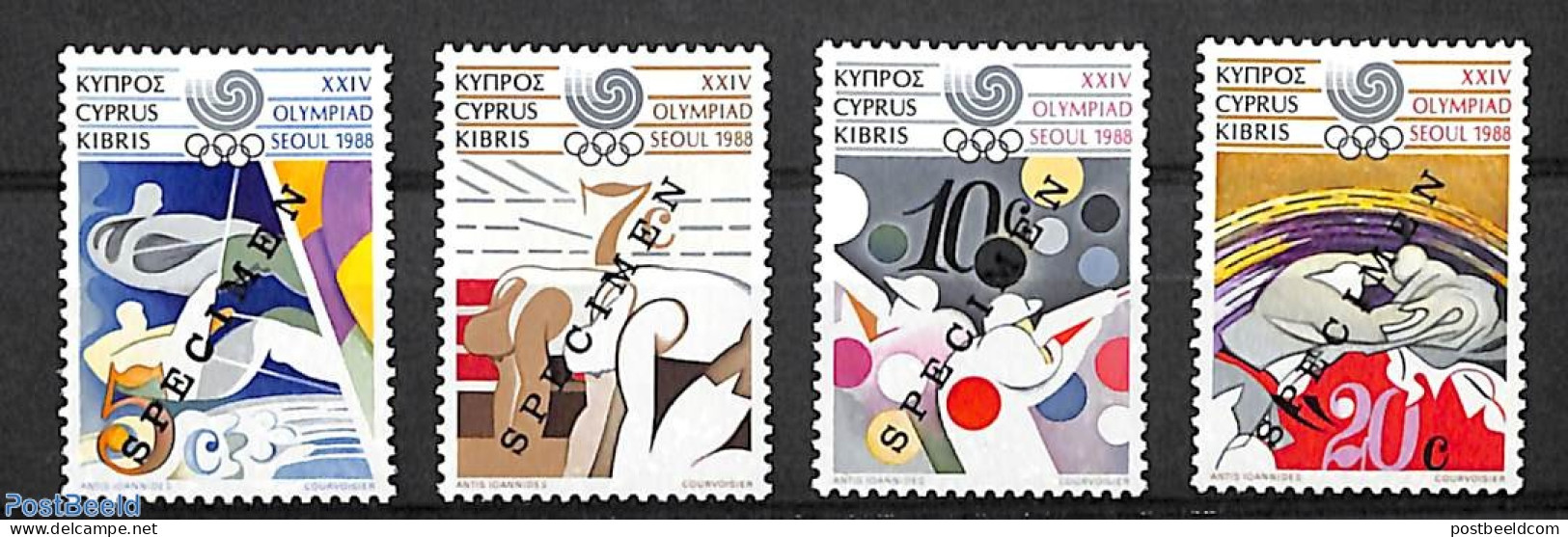 Cyprus 1988 Olympic Games 4v SPECIMEN, Mint NH, Sport - Unused Stamps