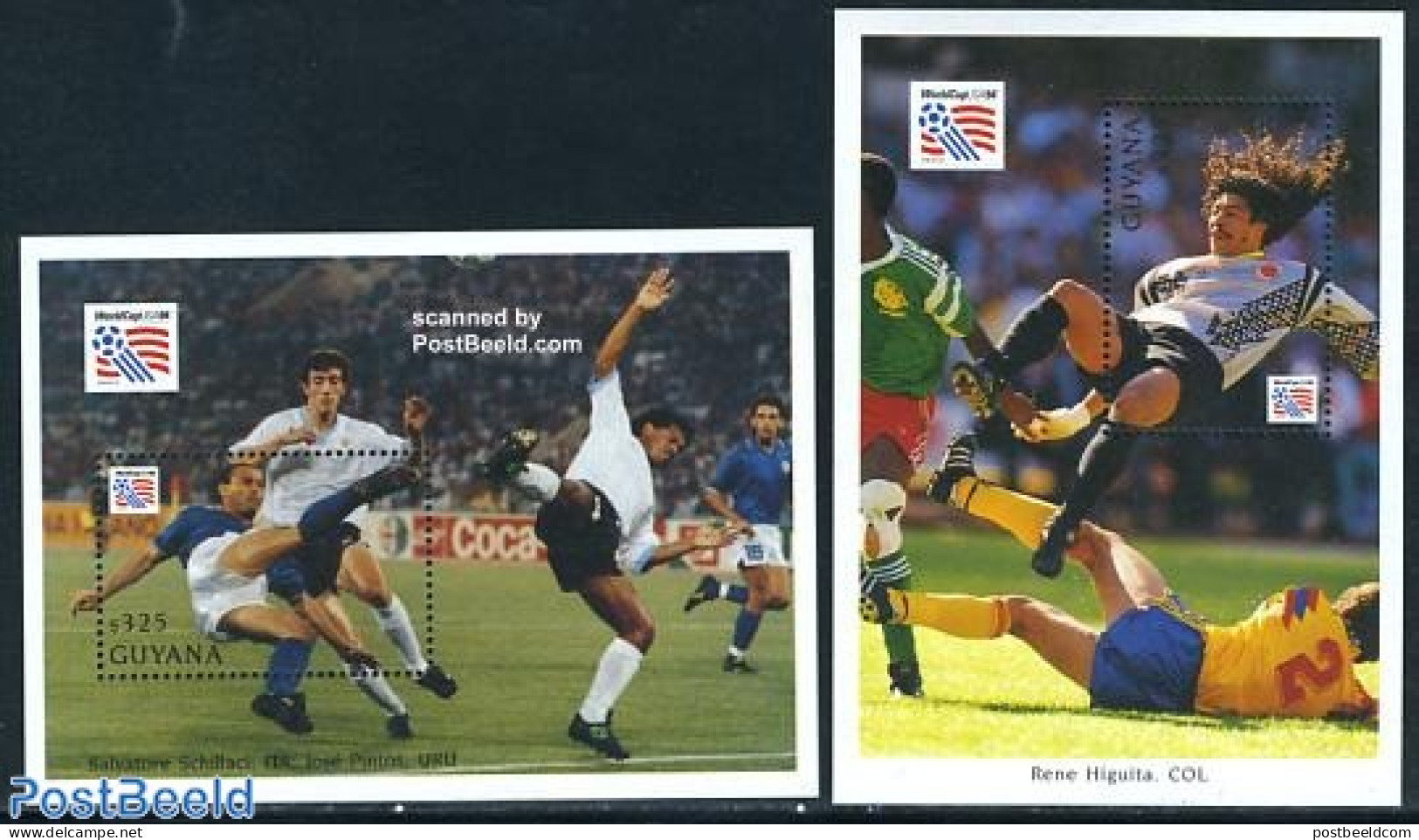 Guyana 1993 World Cup Football USA 2 S/s, Mint NH, Sport - Football - Guyane (1966-...)