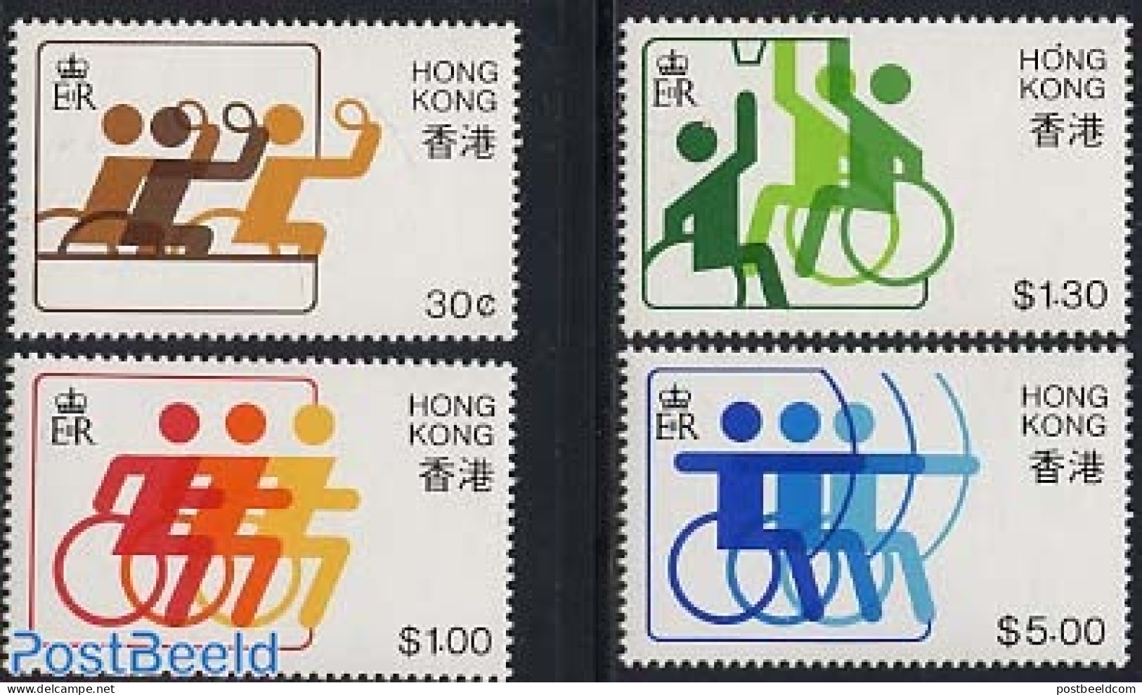 Hong Kong 1982 Disabled People Games 4v, Mint NH, Health - Sport - Disabled Persons - Basketball - Shooting Sports - S.. - Ongebruikt