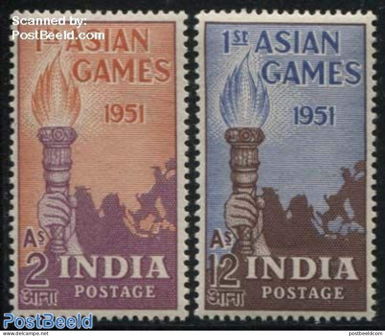 India 1951 Asian Games 2v, Unused (hinged), Sport - Sport (other And Mixed) - Unused Stamps